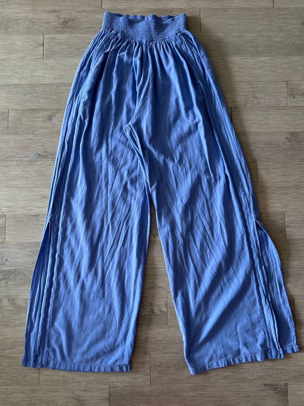 Blanco by Nature 100% Peruvian Cotton Wide Leg Pull-On Pants Blue Size XL